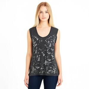 2/$30 love...ady Tank Top Muscle Tee Splattered Charcoal S #A0475 TRB3